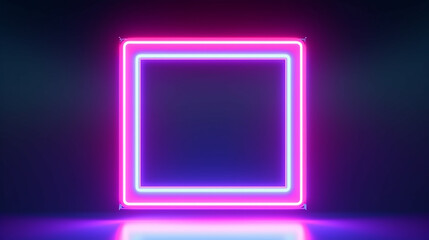 neon glowing rectangular frame on a blurry background. Generative AI