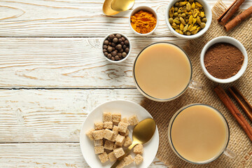 Traditional Indian hot drink with milk and spices - Masala tea