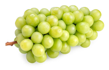 Shine Muscat Grape on white background, Green grape isolate on white PNG File.