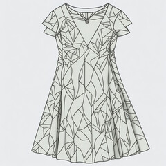 Dress with a pattern on a white background.