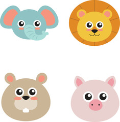 Cute Animal Character. Cute animals vector collection. Cute animals: forest, farm, domestic, arctic in cartoon style.Vector illustration