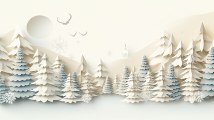 christmas, paper style sculpture background with copy space.  Generative AI