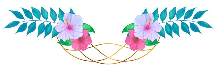 Exotic floral illustration border design, wedding invitation design