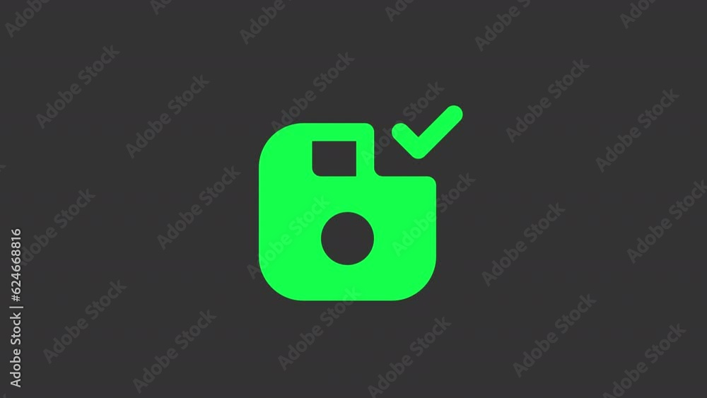 Poster animated save white solid icon. successful recording. device storage. video editing application. loo