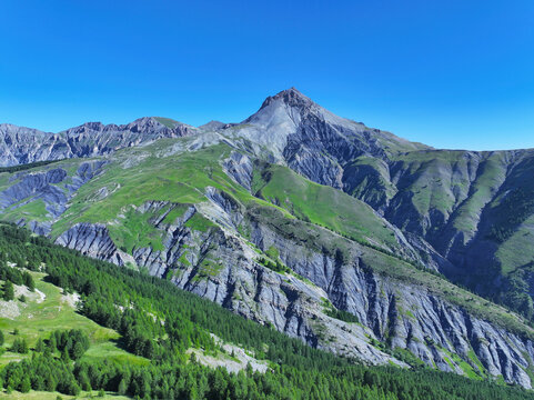 Mercantour national park in french Alps seen from a drone