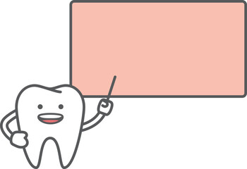 Dental cartoon character 012 (A tooth lecture with whiteboard text box)