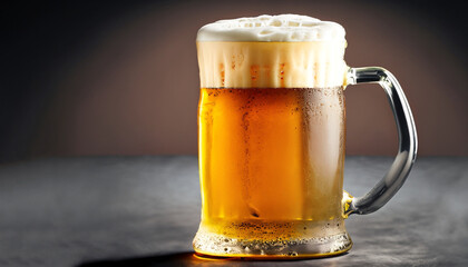 mug of beer on dark background