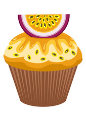 Tasty cupcake of passion fruit