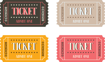 Set of colored tickets