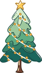 Christmas tree hand drawn illustrations.