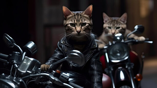 cat on motorcycle 
