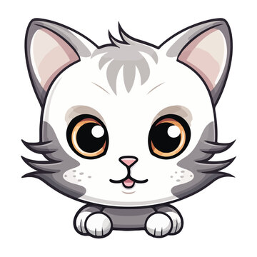 Naklejka kitten vector in blue color,cat illustration,cute cat sticker,editable,print ready stickers