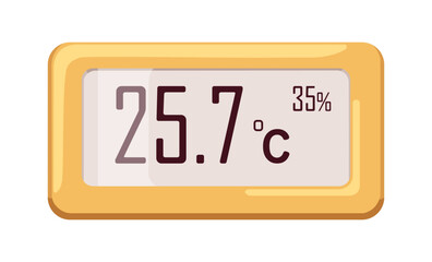 Air humidity and temperature sensor with digital screen, display. Electronic thermometer for measuring home, room weather. Measurement tool. Flat vector illustration isolated on white background