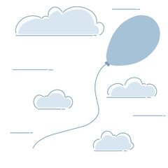 Vector of flying balloons and clouds