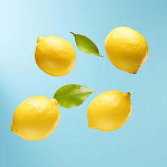 lemon and lemon slices flying