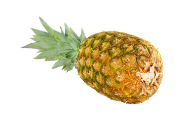 Whole ripe pineapple isolated on white. Exotic fruit