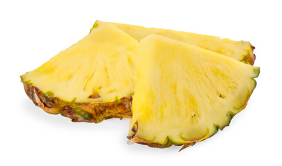 Slices of tasty ripe pineapple isolated on white