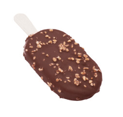 Delicious glazed ice cream bar isolated on white