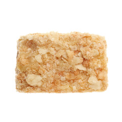 Piece of delicious Napoleon cake isolated on white