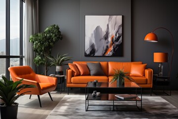 Monochromatic Color Scheme For Living Room, Generative AI 