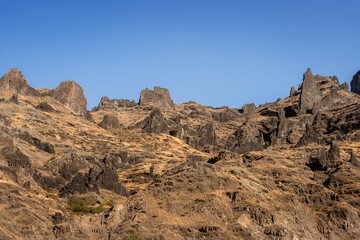 Fototapeta na wymiar extraordinary mountain with stunning light on Santo Antão in Cape Verde 