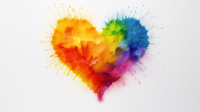 heart in rainbow colors on a white background spectrum banner concept. Generative AI