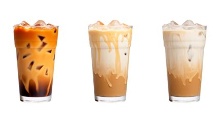 Iced caramel macchiato on transparent background Remove png created with Generative AI, Clipping Path