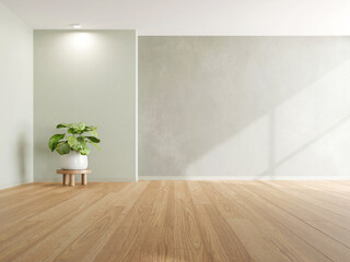 Fototapeta premium 3d rendering of empty room with wooden floor and concrete wall.