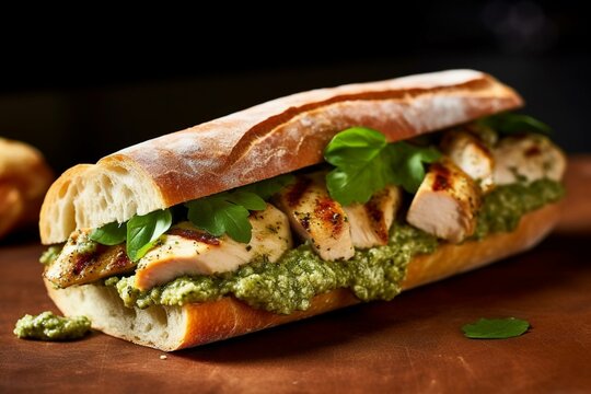  Ciabatta with pesto sauce and mozzarella cheese