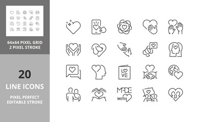 love 64px and 256px editable vector set