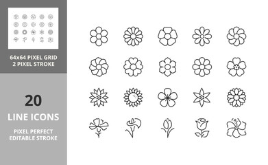 flowers 64px and 256px editable vector set