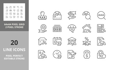 credit rating 64px and 256px editable vector set