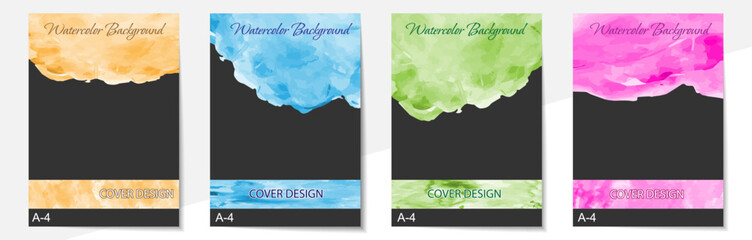 set of vector covers in watercolor style. A set of templates for banners, posters or brochures. scalable illustration
