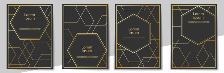 set of templates for covers, posters and banners. Gold pattern for postcards, presentations and leaflets. A-4 format