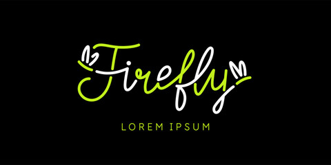 Minimalistic and stylish Firefly emblem. Modern printing house. Illustration with text in a fashionable simple style.