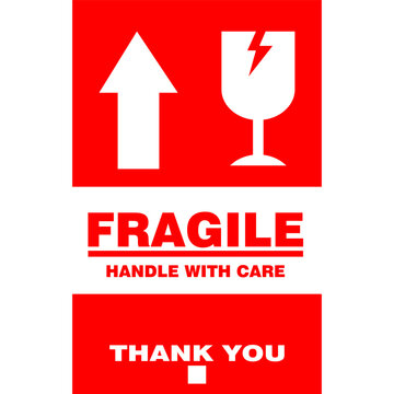 Fragile, handle with care, sticker label