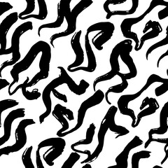 Scattered letters alphabet seamless pattern. Vector black paint texture. Stamp typography banner. Graffiti bold font with dry brush texture.  capital letters. Hand drawn typography banner. eps 10