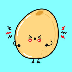 Angry Millet character. Vector hand drawn cartoon kawaii character illustration icon. Isolated on blue background. Sad Millet character concept