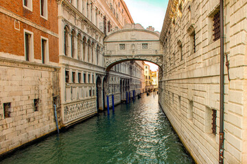 The bridge of sighs (ponte dei sospiri) is over Venice canal, Italy