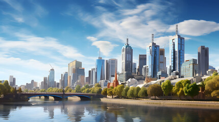 Obraz na płótnie Canvas Panorama view of beautiful Melbourne citys