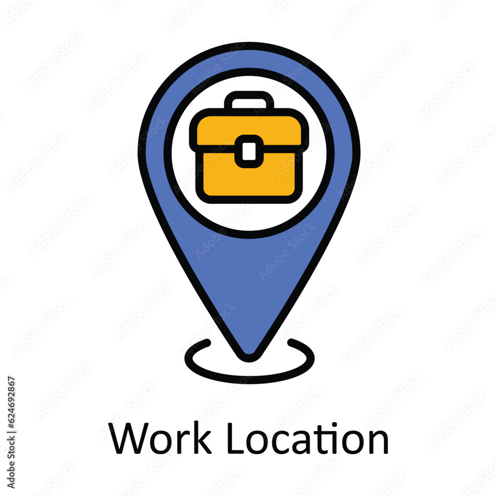 Poster work location filled outline icon design illustration. map and navigation symbol on white background