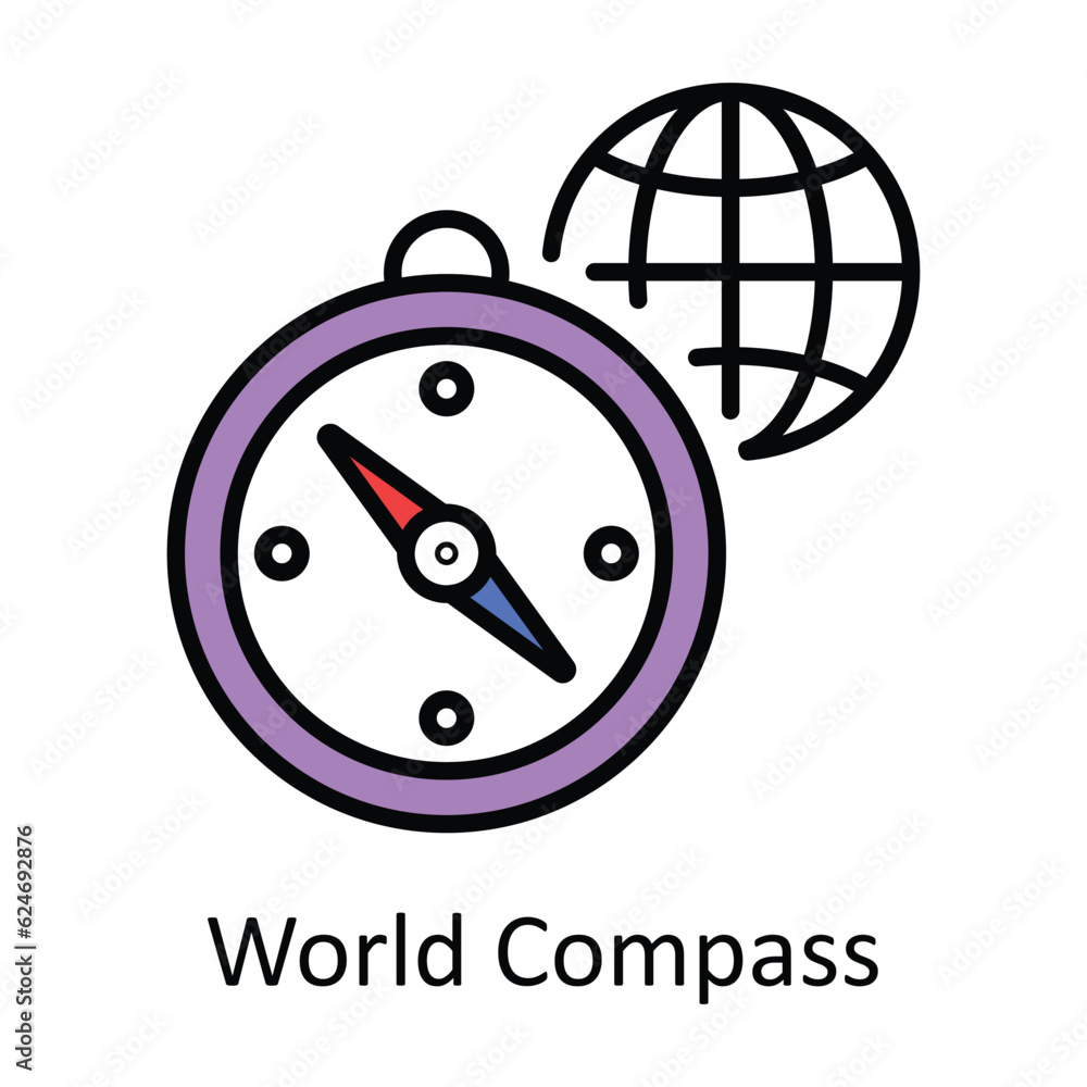 Poster world compass filled outline icon design illustration. map and navigation symbol on white background