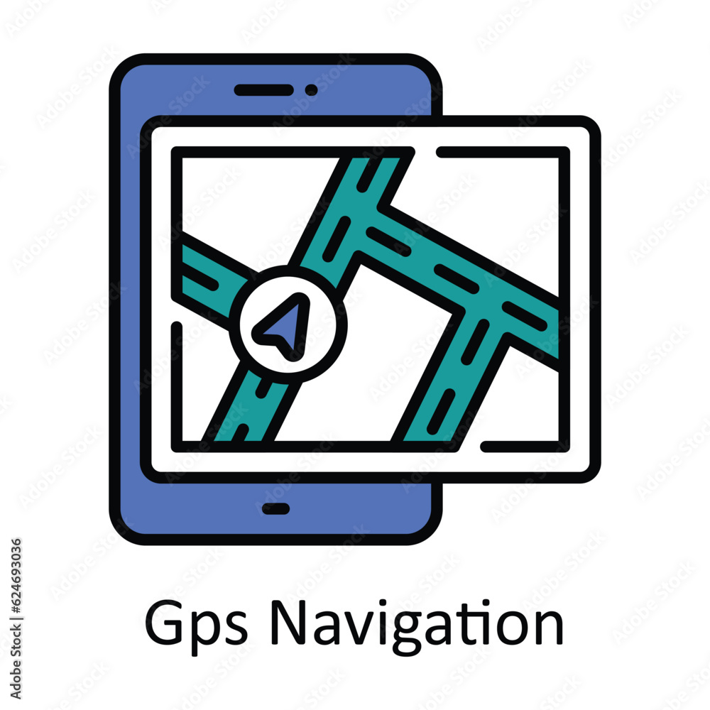 Poster gps navigation filled outline icon design illustration. map and navigation symbol on white backgroun