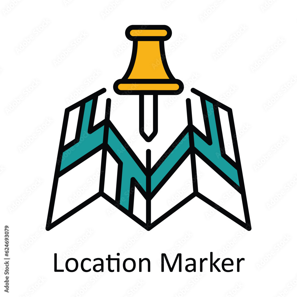 Poster location marker filled outline icon design illustration. map and navigation symbol on white backgrou