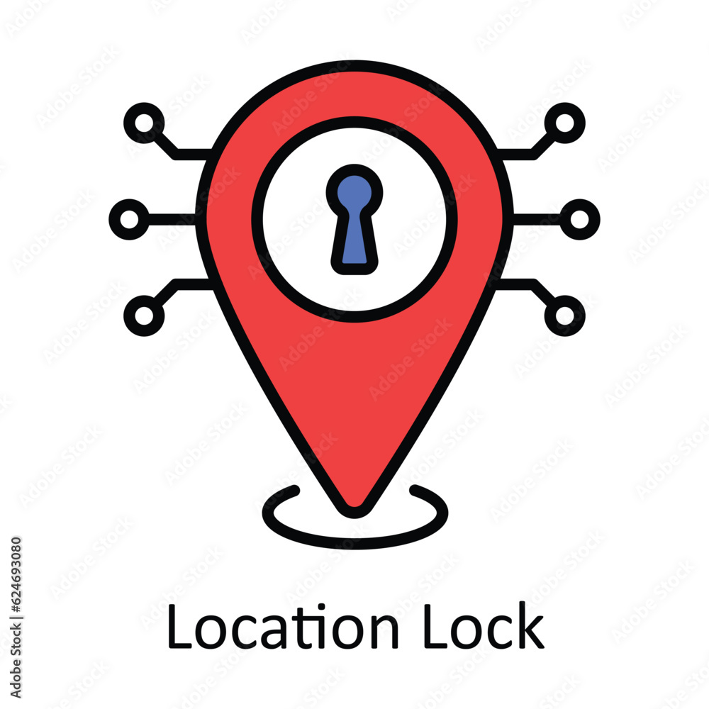 Poster Location Lock Filled Outline Icon Design illustration. Map and Navigation Symbol on White background EPS 10 File