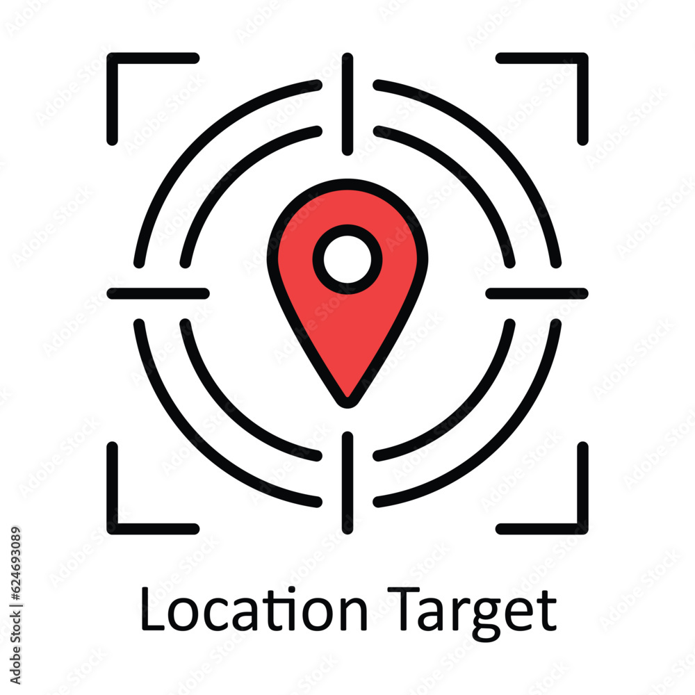 Poster location target filled outline icon design illustration. map and navigation symbol on white backgrou