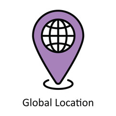 Obraz premium Global Location Filled Outline Icon Design illustration. Map and Navigation Symbol on White background EPS 10 File