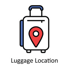Luggage Location Filled Outline Icon Design illustration. Map and Navigation Symbol on White background EPS 10 File