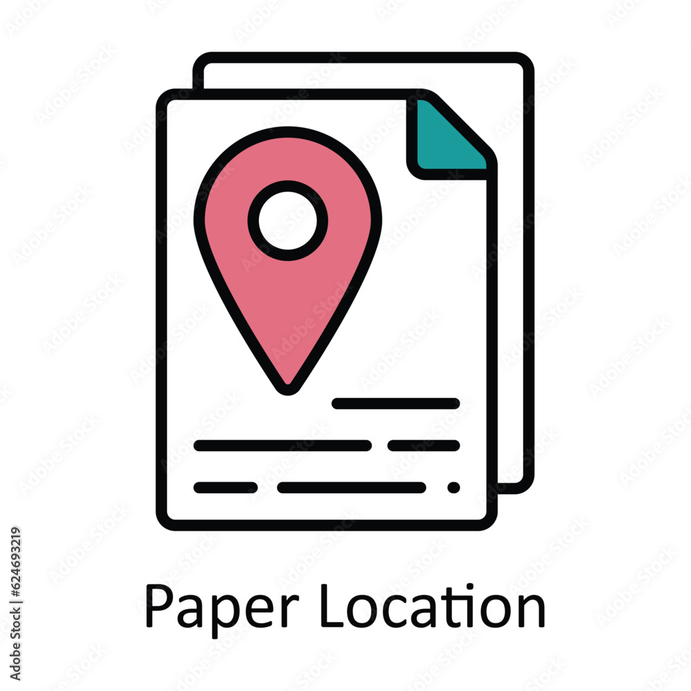 Poster paper location filled outline icon design illustration. map and navigation symbol on white backgroun