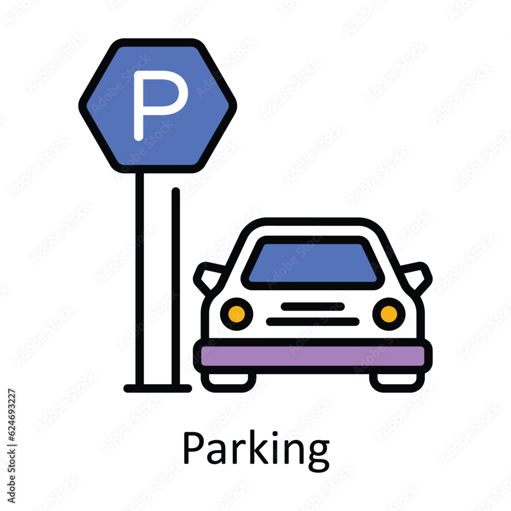 Poster parking filled outline icon design illustration. map and navigation symbol on white background eps 1